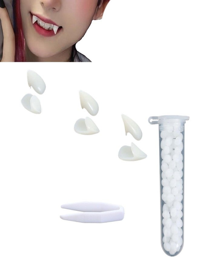 BSOKEIXD 3 Sizes Vampire Fangs Teeth with Adhesive，2 Teeth Glue Vampire Accessories for Cosplay Party Props Halloween Christmas Party， - Image 1